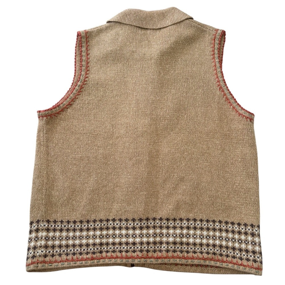 VTG Woolrich Womens Knit Full Zip Fair Isle Sweater Vest M Cabincore Cottage - Picture 9 of 9